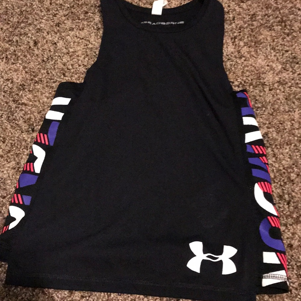Black/Purple/hot pink/white under armor tank top